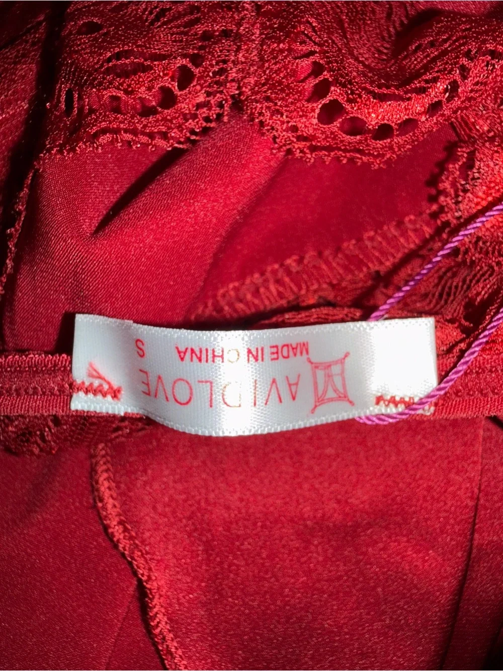 Avidlove Red Satin Lace Chemise Set Small Euro Summer Coquette Lingerie NWT